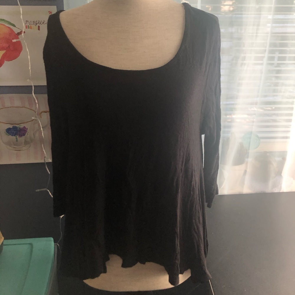 Billowy black sheer long sleeve shirt